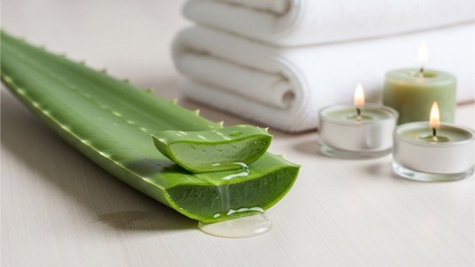Fresh aloe vera leaf and gel for natural skincare benefits.