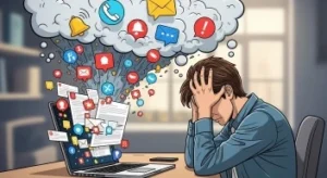 Digital notifications contributing to mental overload
